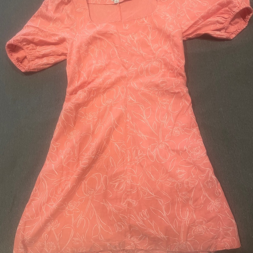 Women's Linen Short Sleeve Mini Sundress - A New Day Size 10